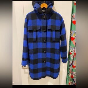 rag & bone Blue and Black Buffalo plaid Beck Coat large
